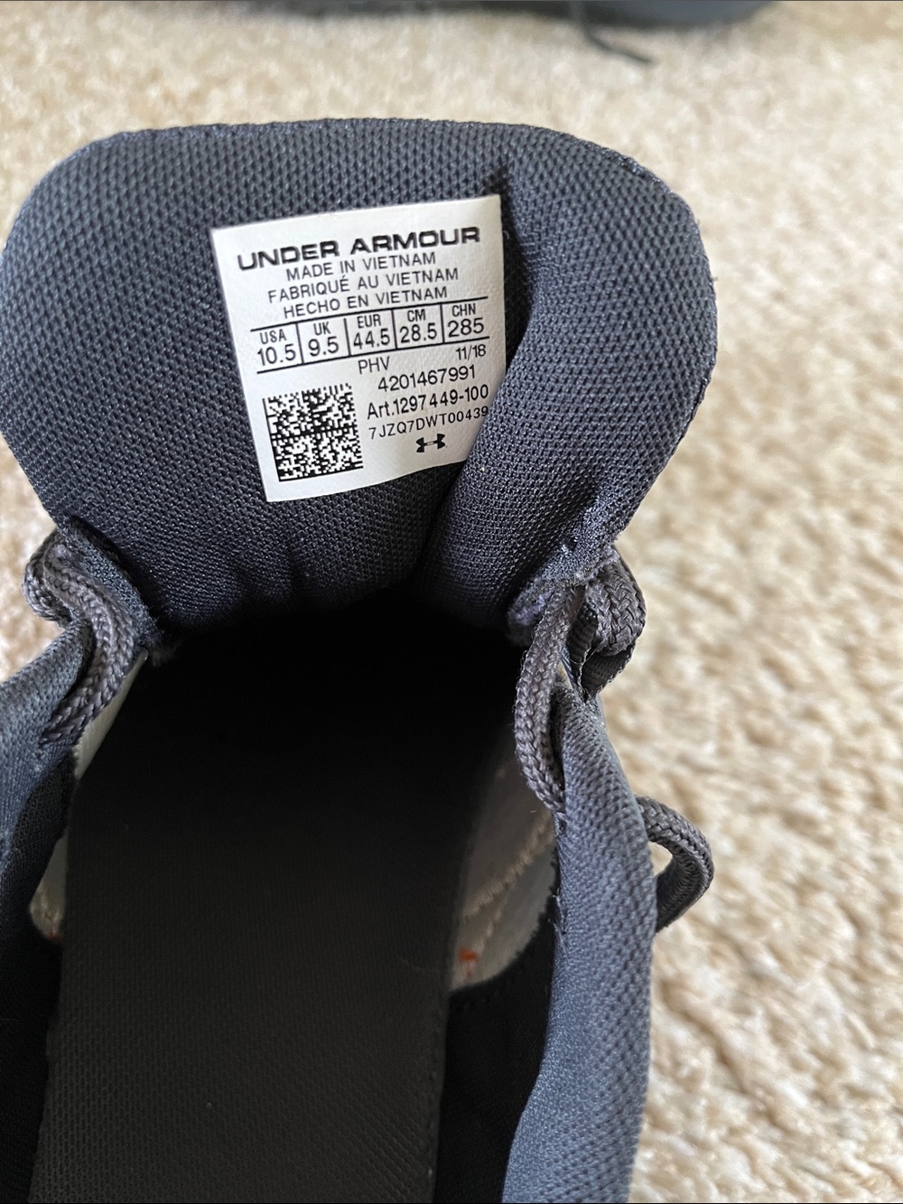 Under Armour Men’s Black and Orange Athletic Sneakers - Picture 2 of 5